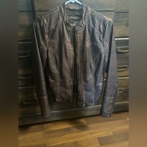 Faux leather brown jacket